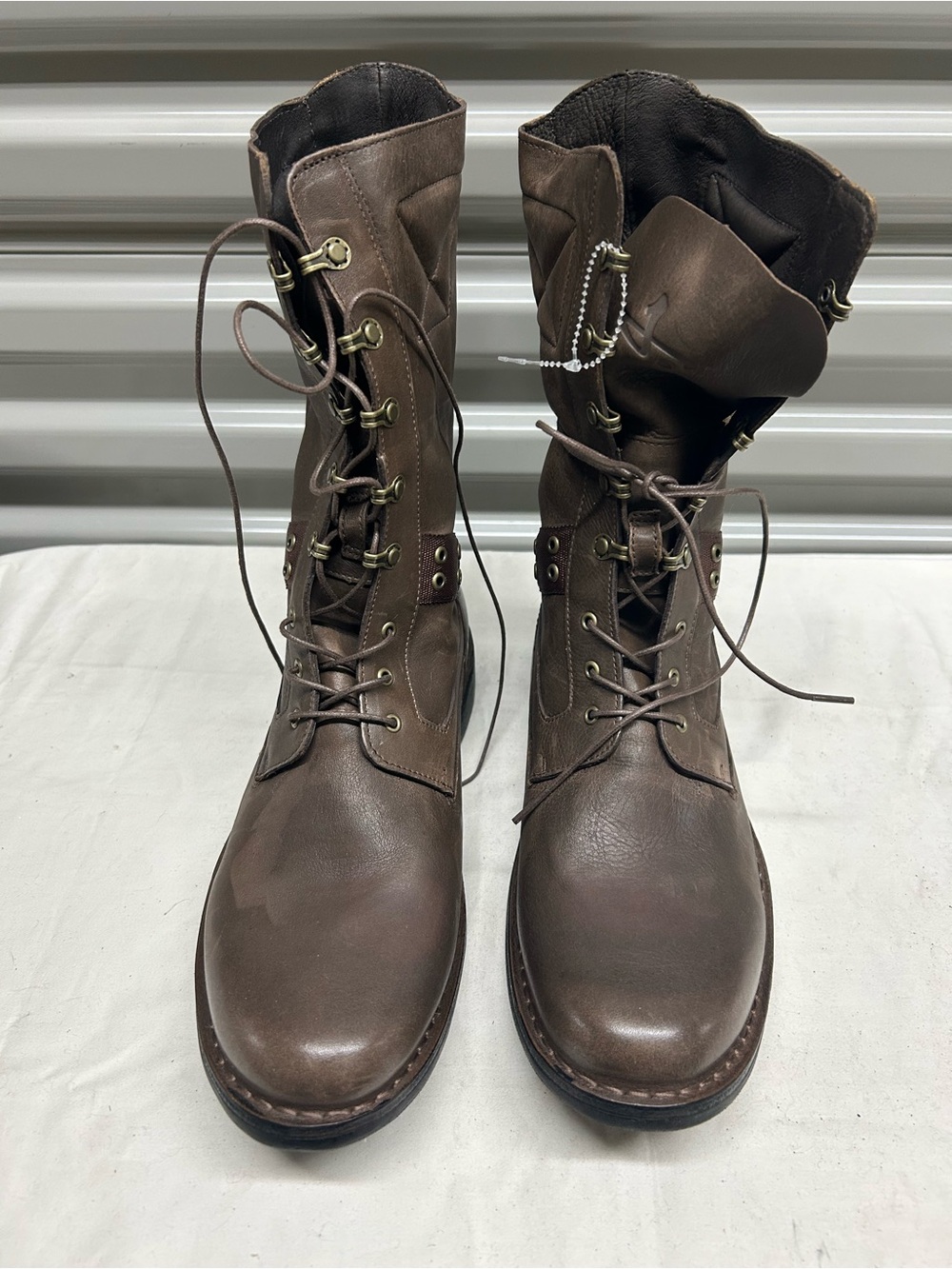 Men's Brown Lace-Up Leather Combat Boots